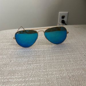 Rayban Aviator sunglasses blue lense gold frame